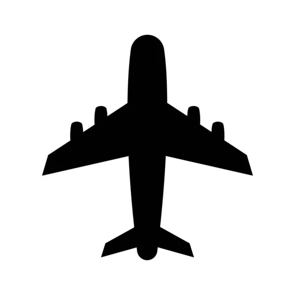 Ícone Avião Silhueta Preto Avião Passageiros Ícone Vetorial —  Vetores de Stock