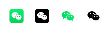 Konuşalım. Farklı stiller, renkli, WeChat sosyal ağı, WeChat logosu. Vektör simgeleri.