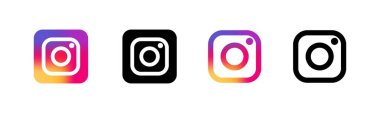 Instagram. Different styles, color, Instagram social network, Instagram logo. Vector icons. clipart