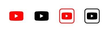 YouTube 'da Farklı stiller, renkler, sosyal ağ YouTube, YouTube logosu. Vektör simgeleri.