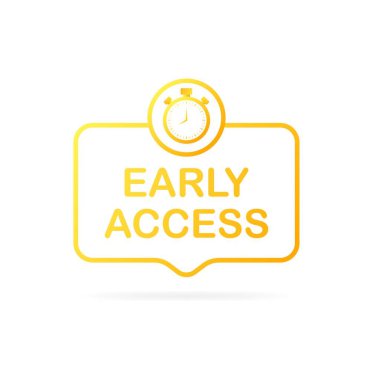 Erken erişim simgesi. Düz, sarı, zamanlayıcı simgesi, her şeyden önce. Vektör illüstrasyonu