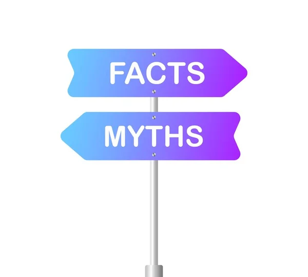 Fakta Dan Mitos Tombol Datar Warna Fakta Yang Benar Mitos - Stok Vektor