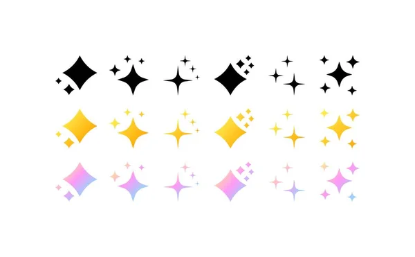 Icônes Étoilées Différents Styles Couleurs Étoiles Brillantes Belles Étoiles Icônes — Image vectorielle