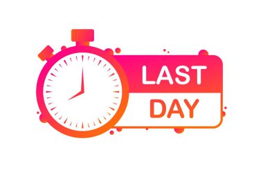 Last day timer. Flat, red, stopwatch icon, last day. Vector icon clipart