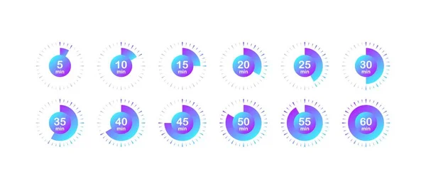 stock vector Timer icons. Flat, color, minutes countdown, countdown timer. Vector icons