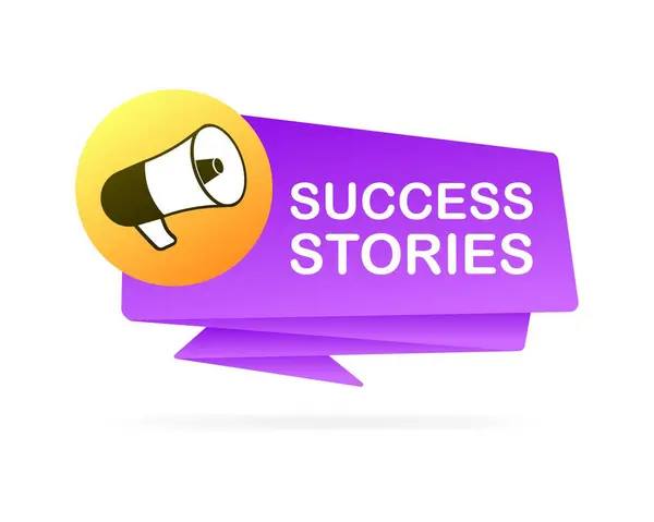 Тарелка Историй Успеха Плоская Фиолетовая Мегафон Икона Истории Успеха Векторная — стоковый вектор