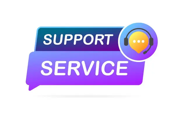 Υπογραφή Υπηρεσίας Υποστήριξης Επίπεδη Μωβ Σήμα Υποστήριξης Υπηρεσία Υποστήριξης Εικονίδιο — Διανυσματικό Αρχείο
