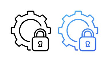 Ayarlar koruma simgeleri. Taslak, kilit ve teçhizat, ayar koruma simgeleri. Vektör simgeleri