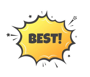 En iyisi bu. Düz, sarı, patlama işareti, en iyisi. Vektör simgesi