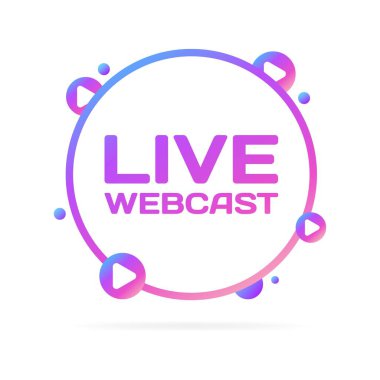 Canlı yayın tabelası. Düz, mor, canlı yayın tabelası. Vektör simgesi