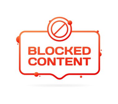 İçerik işaretini engelle. Düz, kırmızı, engellenmiş içerik işareti. Vektör simgesi