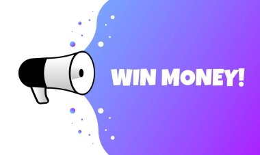 Para kazanma işareti. Düz, mor, megafon mesajı, para kazanma işareti. Vektör simgesi