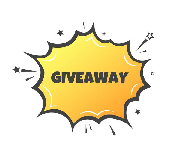 Giveaway sign-explosion. Flat, yellow, giveaway sign. Vector icon