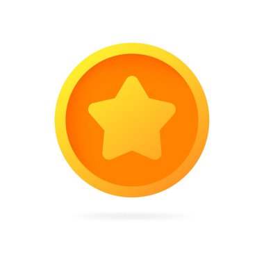 Yıldız madeni para ikonu. Düz, sarı, bozuk para yıldızı, yıldız parası. Vektör simgesi