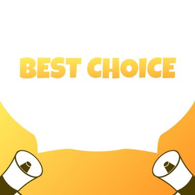 En iyi seçim işareti. Düz, sarı, megafon simgeleri, en iyi seçim ikonu. Vektör simgesi