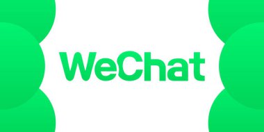 Sosyal medya WeChat logosu. Editoryal sosyal ağ WeChat logotype. Yeşil balonlar. Sosyal medya WeChat 'in modern tasarımı. Tam yazı ve logo. Vektör illüstrasyonu