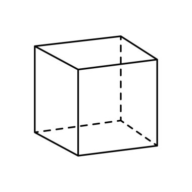 Geometrik küp şekil simgesi. Taslak, geometrik küp şekil tasarımı. Vektör simgesi