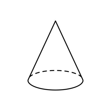 Koni şekli simgesi. Geometri tasarımı için ana hatlar, koni simgesi. Vektör simgesi