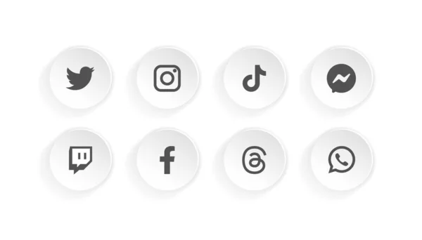 Conjunto Iconos Logos Redes Sociales Twitter Instagram Tik Tok Mensajero Gráficos Vectoriales