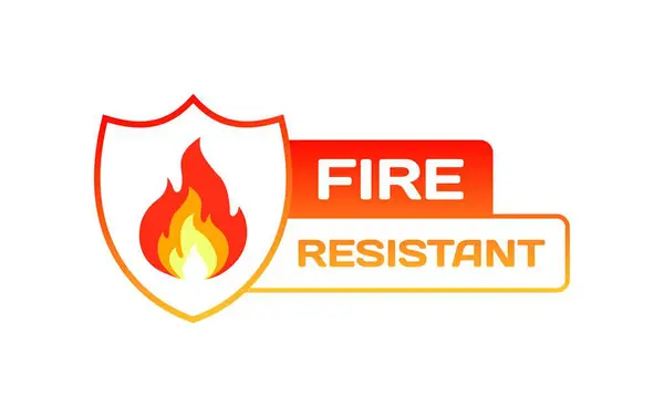 Ateşe Dayanıklı Işaret Düz Kırmızı Kalkanda Ateş Ikonu Ateşe Dayanıklı Telifsiz Stok Illüstrasyonlar