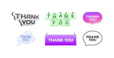 İşaret simgesi seti için teşekkürler. Teşekkür ederim. Düz stil. Vektör simgeleri