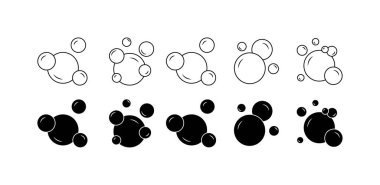 Soyut çember arkaplan simgesi seti. Doğrusal ve siluet tarzı. Vektör simgeleri