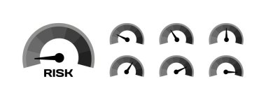 Risk göstergesi simgesi ayarlandı. Hız göstergesi riski. Düz stil. Vektör simgeleri