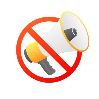 Megafon yasaklanmış ikon. Düz stil. Vektör simgesi