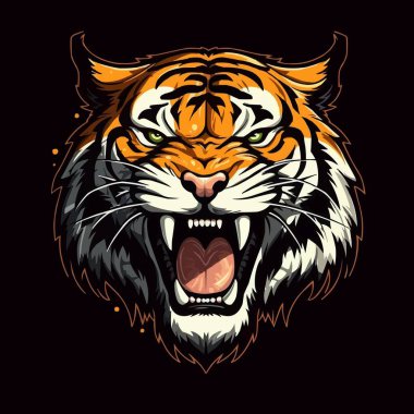 Kızgın Kaplan Maskotu, izole vektör logosu çizimi