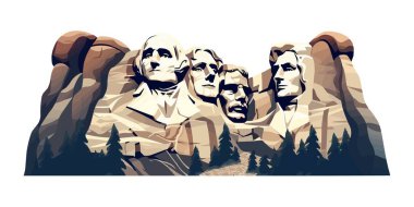 Rushmore Dağı vektörü beyaz üzerine izole edildi