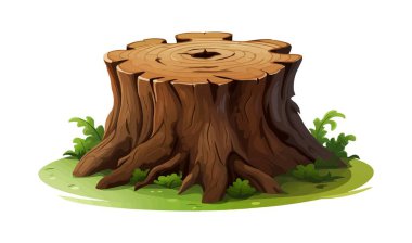 Ağaç kütüğü vektörü beyaz üzerine izole edildi