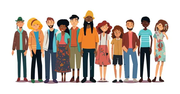 collection of diverse cartoon people, colorful vector illustration