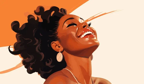 Mutlu Siyah Kadın Vektör Düz Izole Vektör Çizimi Kapat Telifsiz Stok Vektörler