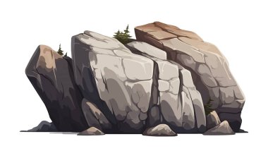 İzole edilmiş arkaplan çiziminde büyük kaya izole vektör biçimi