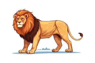 Aslan izole edilmiş arkaplan çizimi üzerindeki vektör biçimi