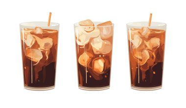 Şeffaf arkaplan illüstrasyonlu buzlu kahve izole vektör biçimi