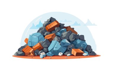 Minimalist izole edilmiş vektör biçimi illüstrasyonunun metal yığını