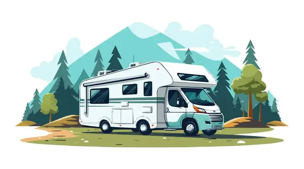 Vehículo Recreativo Camping Vector Plano Aislado Ilustración Vector De Stock
