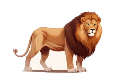 Aslan izole edilmiş arkaplan çizimi üzerindeki vektör biçimi