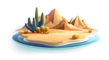 Çöl vektörü basit 3d pürüzsüz kes ve beyaz izole resimleme yapıştır