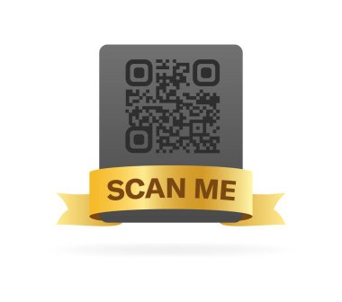 Pankartımı tara. QR-kod pankartı. Düz stil. Vektör simgeleri