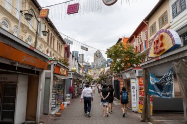 Çin Mahallesi Singapur 'da çeşitli mağazaları ve restoranları olan Pagoda sokağı 10 Ekim 2022' de alındı.