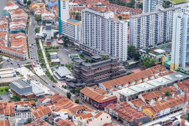 Singapur 'un Çin Mahallesi' ndeki Buda 'nın diş kalıntısı tapınağının havadan görünüşü. 10 Ekim 2022 'de çekildi.