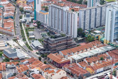 Singapur 'un Çin Mahallesi' ndeki Buda 'nın diş kalıntısı tapınağının havadan görünüşü. 10 Ekim 2022 'de çekildi.