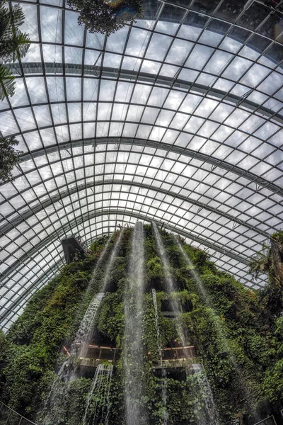 Při Pohledu Krytý Vodopád Cloud Forest Zahradách Zálivu Singapuru Přijato — Stock fotografie