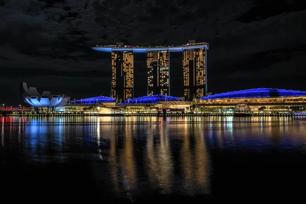 Vue Marina Bay Sands Hotel Prise Nuit Face Célèbre Hôtel — Photo