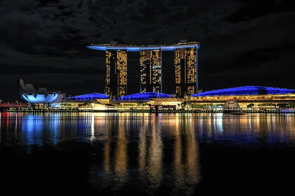 Vue Marina Bay Sands Hotel Prise Nuit Face Célèbre Hôtel — Photo