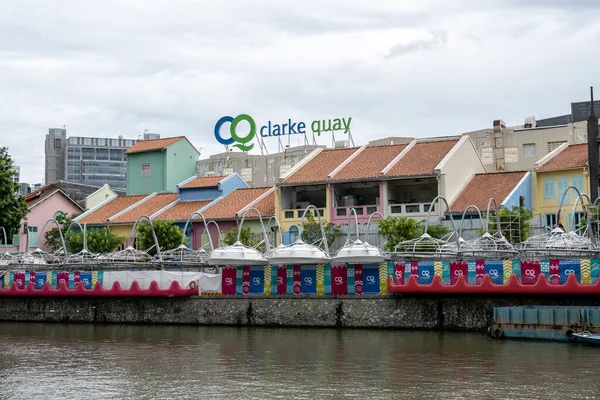 Clarke Quay Tomada Del Otro Lado Del Río Singapur Famoso —  Fotos de Stock