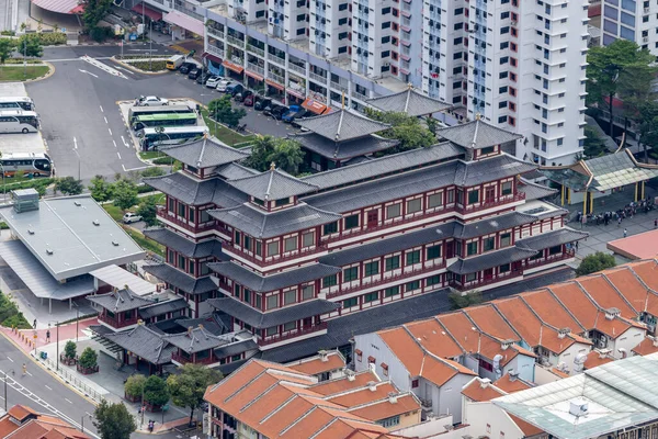 Vista Aérea Del Templo Reliquias Dientes Buda Distrito Chinatown Singapur — Foto de Stock