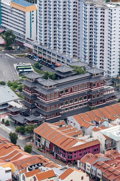 Vista Aérea Del Templo Reliquias Dientes Buda Distrito Chinatown Singapur —  Fotos de Stock